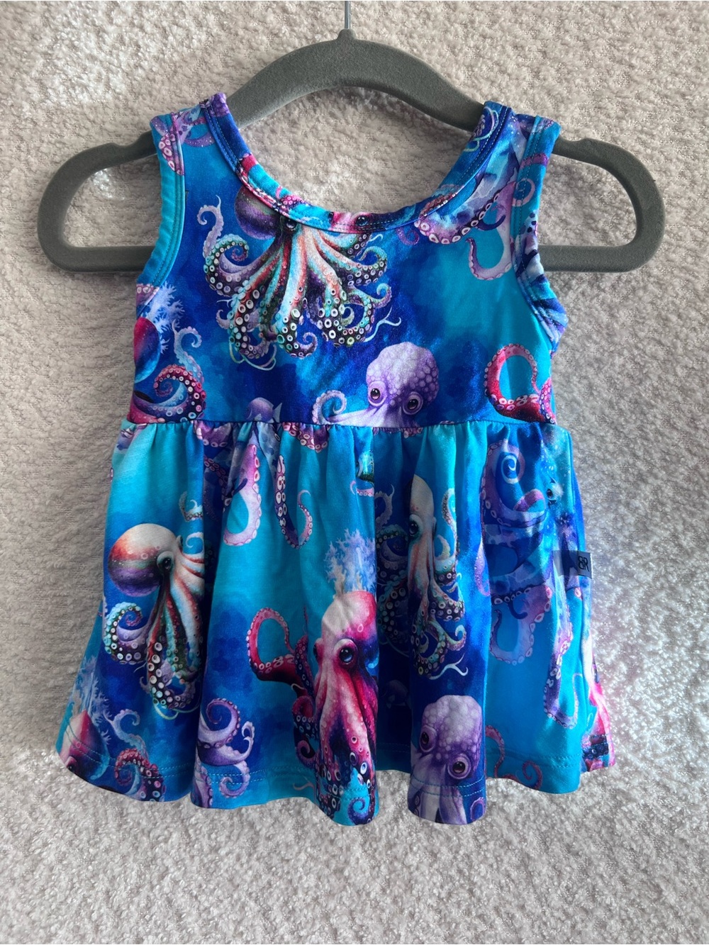 Bums & Roses Infant Ocean Blue‎ Dress Sleeveless Bamboo Size 6-12 Months